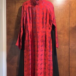 Elegant Red and Black Vietnamese Silk Ao Dai